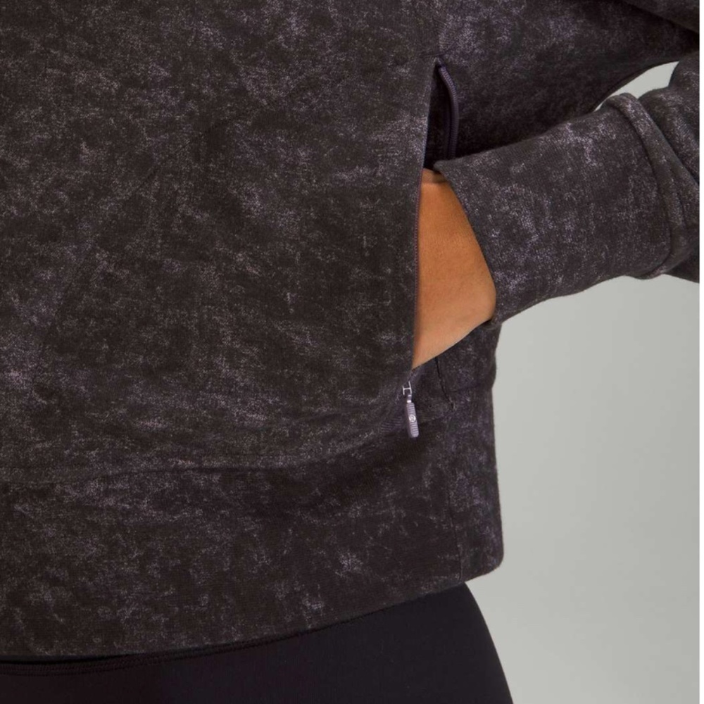 Lululemon Cotton French Terry Zip Hoodie Denim Wash Lavender Black EUC - Picture 3 of 12